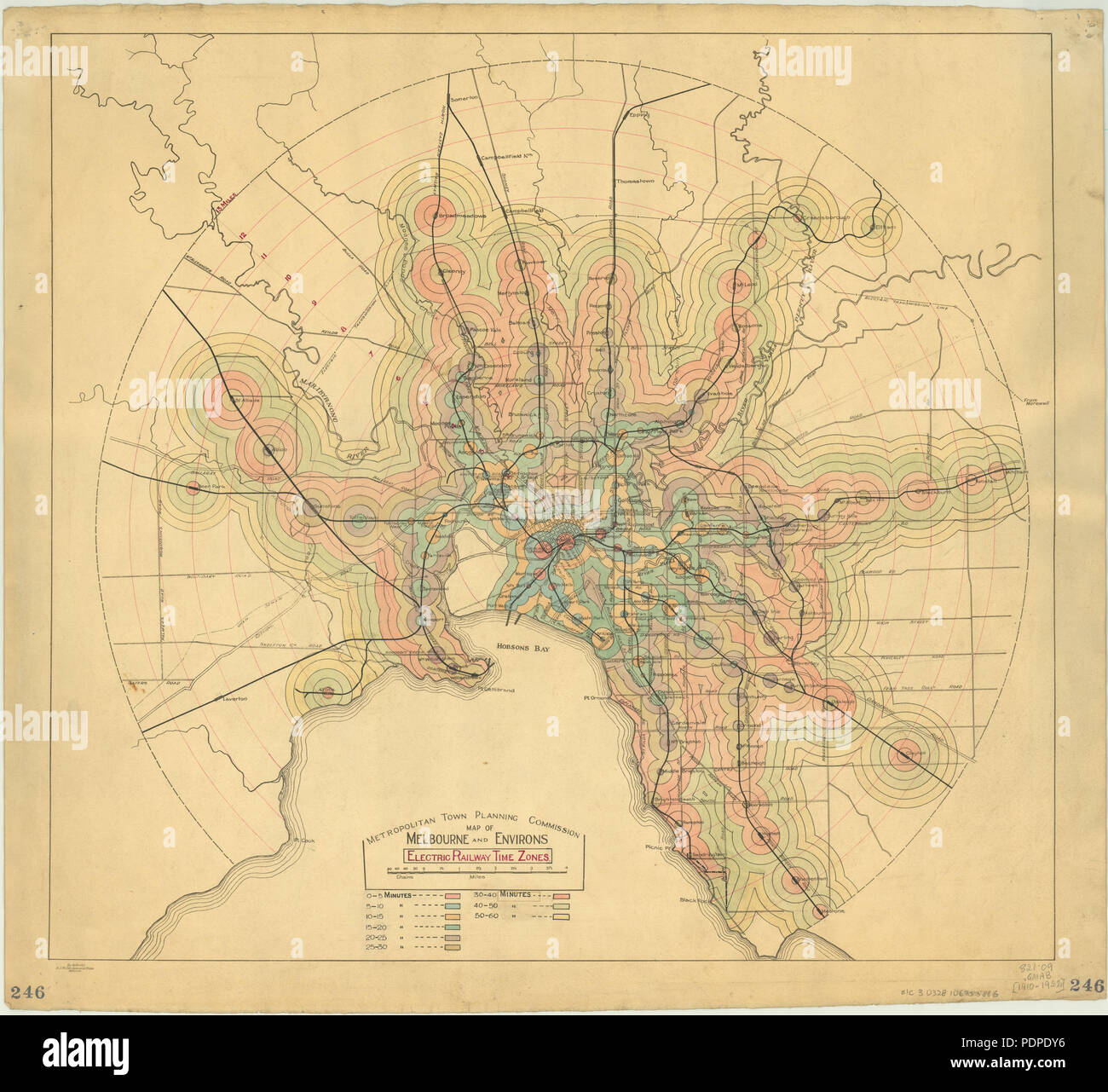 83 Plan de Melbourne et ses environs electric railway fuseaux horaires Banque D'Images