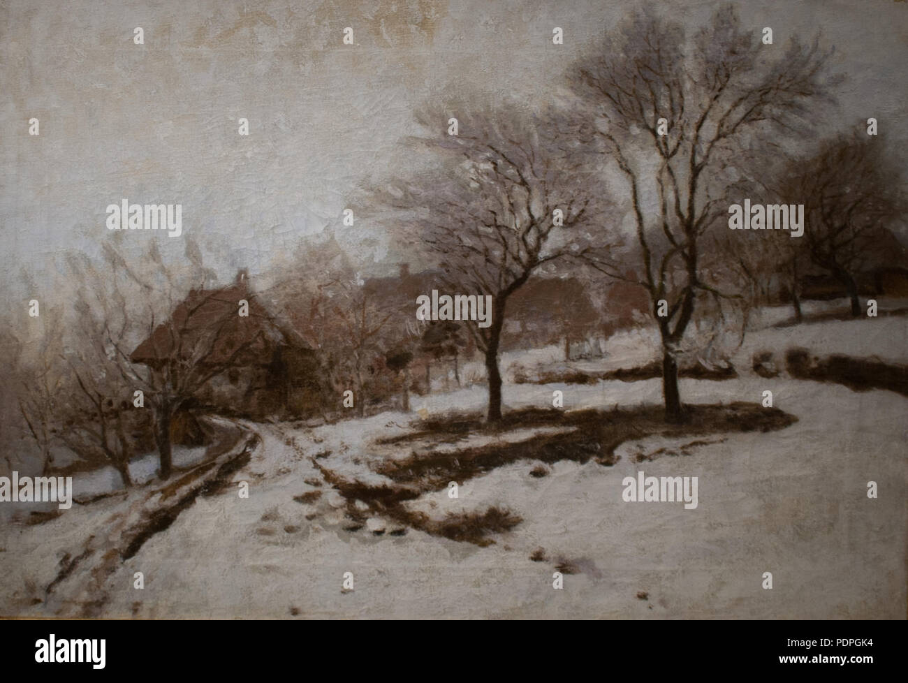 41 paysage d'hiver (avec une maison) - peinture par-2 Mednyánszky Banque D'Images