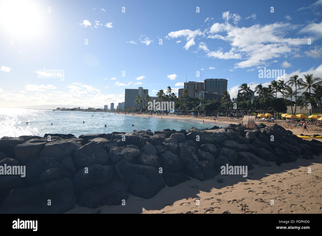 La plage de Waikiki Banque D'Images