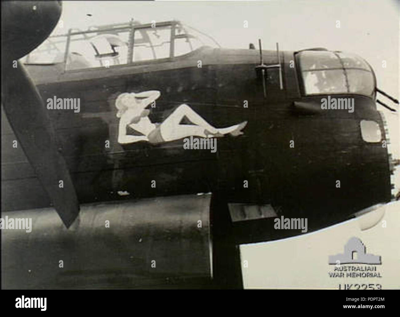 7 463 Squadron RAAF Lancaster nose art Waddington Dec 1944 AWM UK2253 Banque D'Images