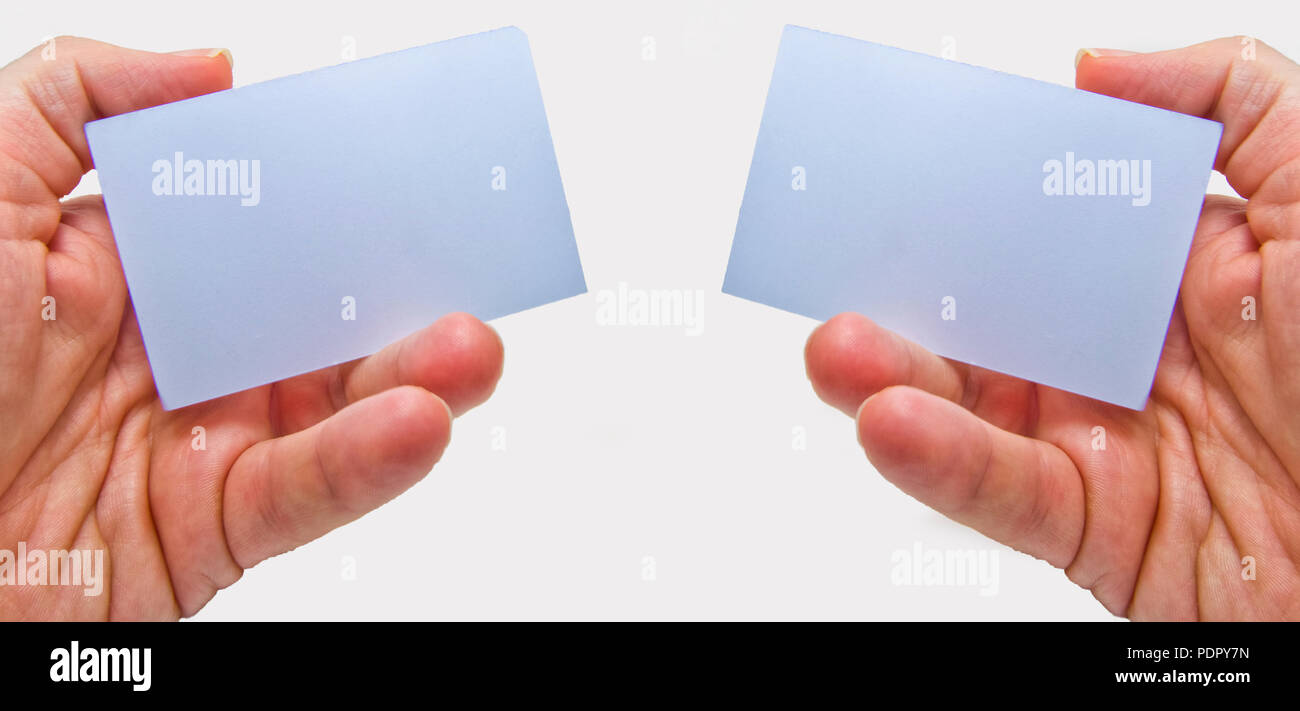 Deux cartes blanches vides utilisés pour des messages de motivation dans les entreprises et des concepts de commercialisation Banque D'Images
