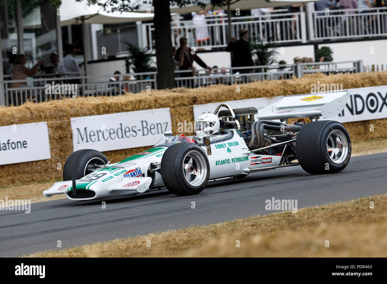 1970 McLaren-Chevrolet M10B une formule racer avec chauffeur Mark Longmore au Goodwood Festival of Speed 2018, Sussex, UK. Banque D'Images