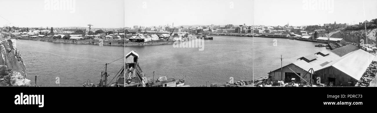 111 Archives de l'État du Queensland 3409 Panorama de l'histoire site du pont Brisbane c 1936 Banque D'Images