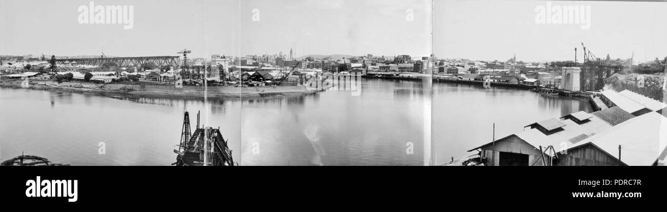 111 Archives de l'État du Queensland 3445 Panorama de l'histoire en construction du pont 15 octobre 1937 Brisbane Banque D'Images