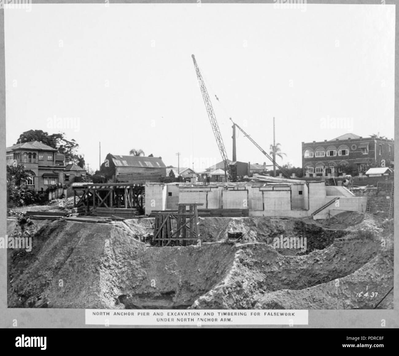 111 Archives de l'État du Queensland du Nord 3461 l'Ancre jetée et de l'excavation et colombages pour cintre sous le bras d'ancrage du nord 16 avril 1937 Brisbane Banque D'Images
