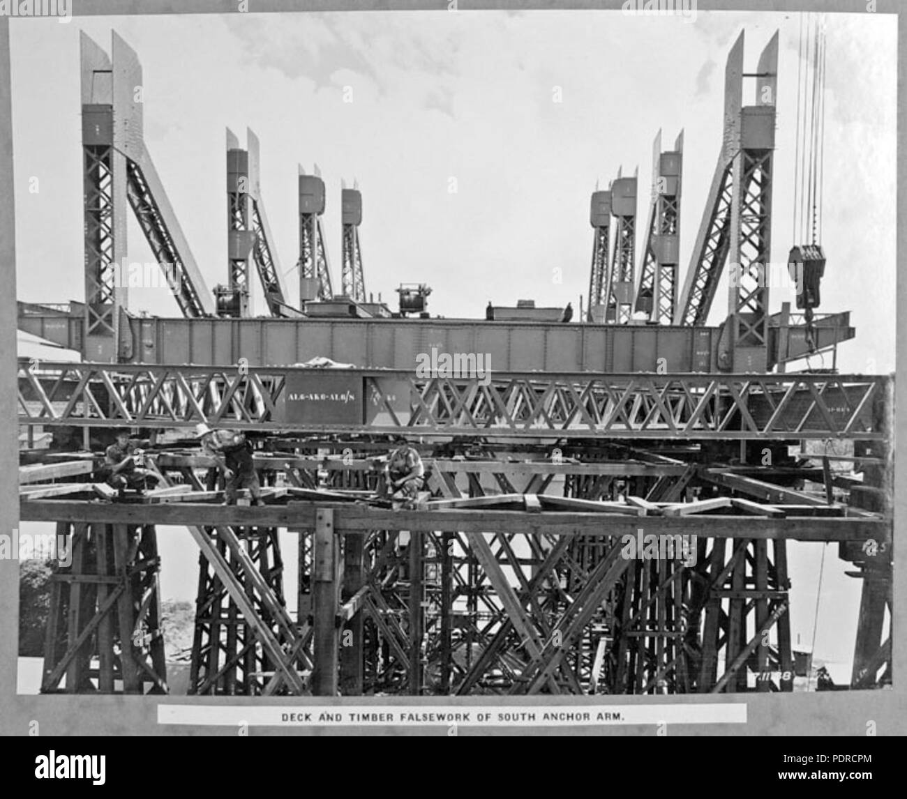 112 3897 Archives de l'État du Queensland et pont de bois faux bras d'ancrage sud Brisbane 17 Novembre 1938 Banque D'Images