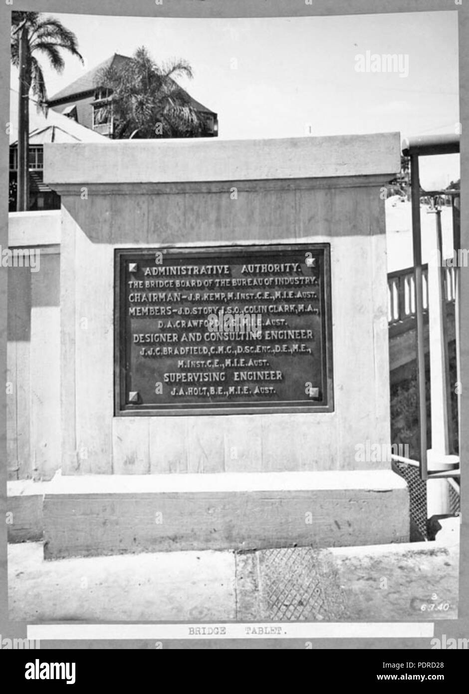 113 Archives de l'État du Queensland Brisbane 4050 Bridge Tablet 6 Juillet 1940 Banque D'Images