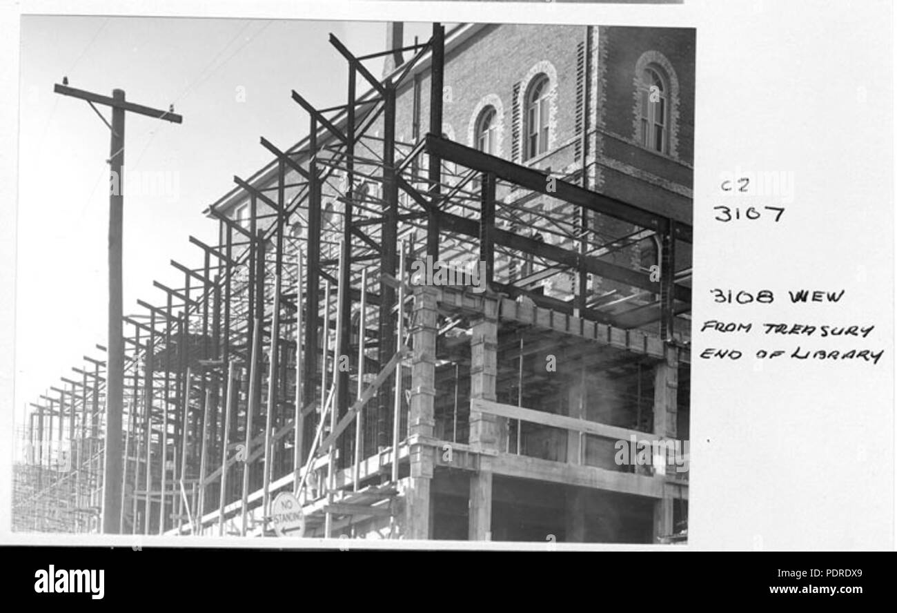 121 Archives de l'État du Queensland 6424 Construction d'extensions à la bibliothèque de l'État du Queensland sur William St Brisbane 1959 Banque D'Images