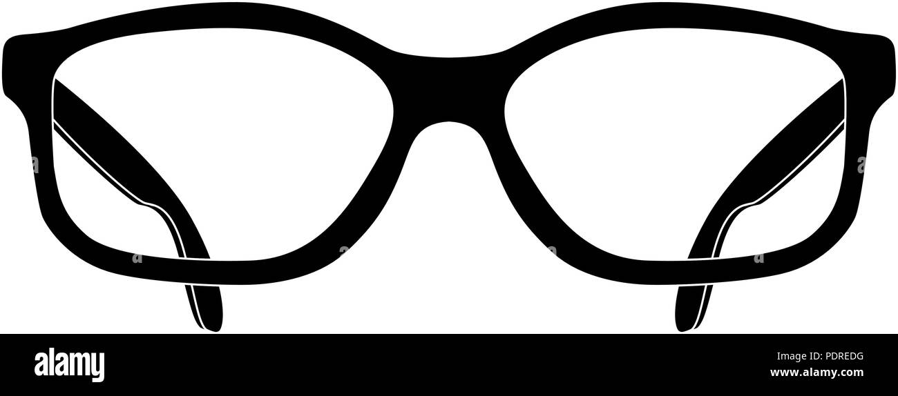 Les lunettes. Dessin plat noir. Vue avant Image Vectorielle Stock - Alamy