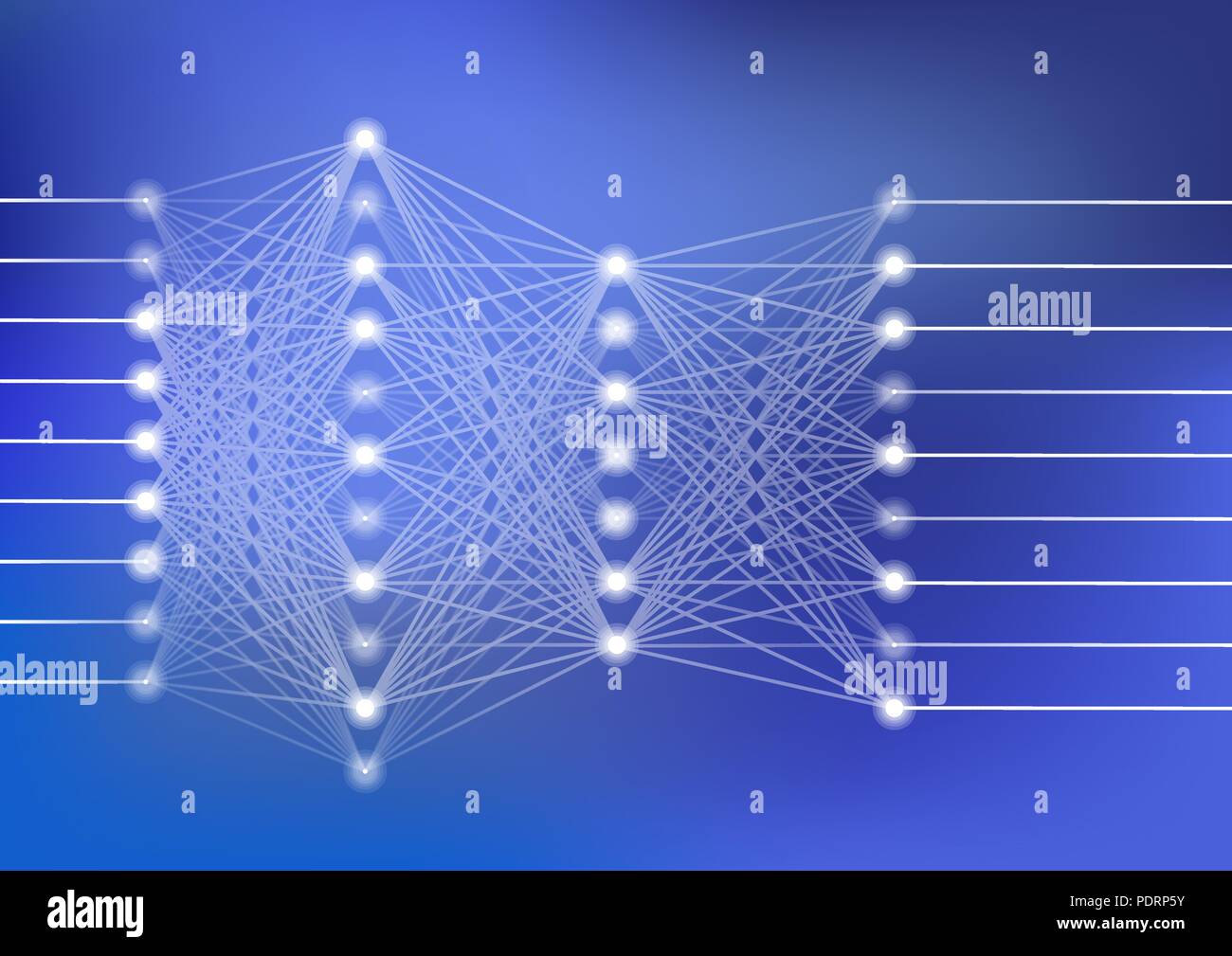 Réseau de neurones profonde illustration vectorielle avec fond bleu foncé pour l'intelligence artificielle Illustration de Vecteur