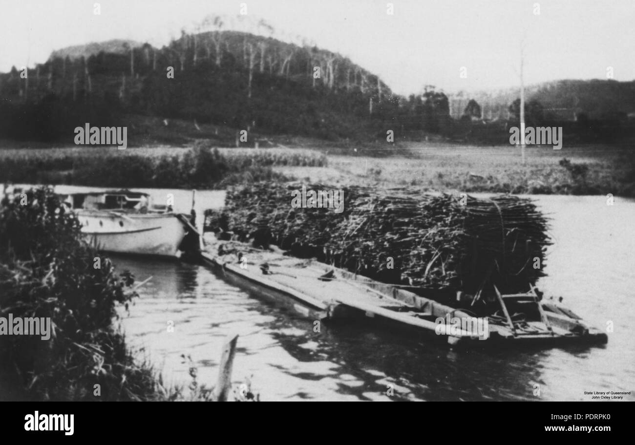 125 River barge de râteaux à couper la canne à sucre au Queensland 1920 Dunethin Rock Banque D'Images