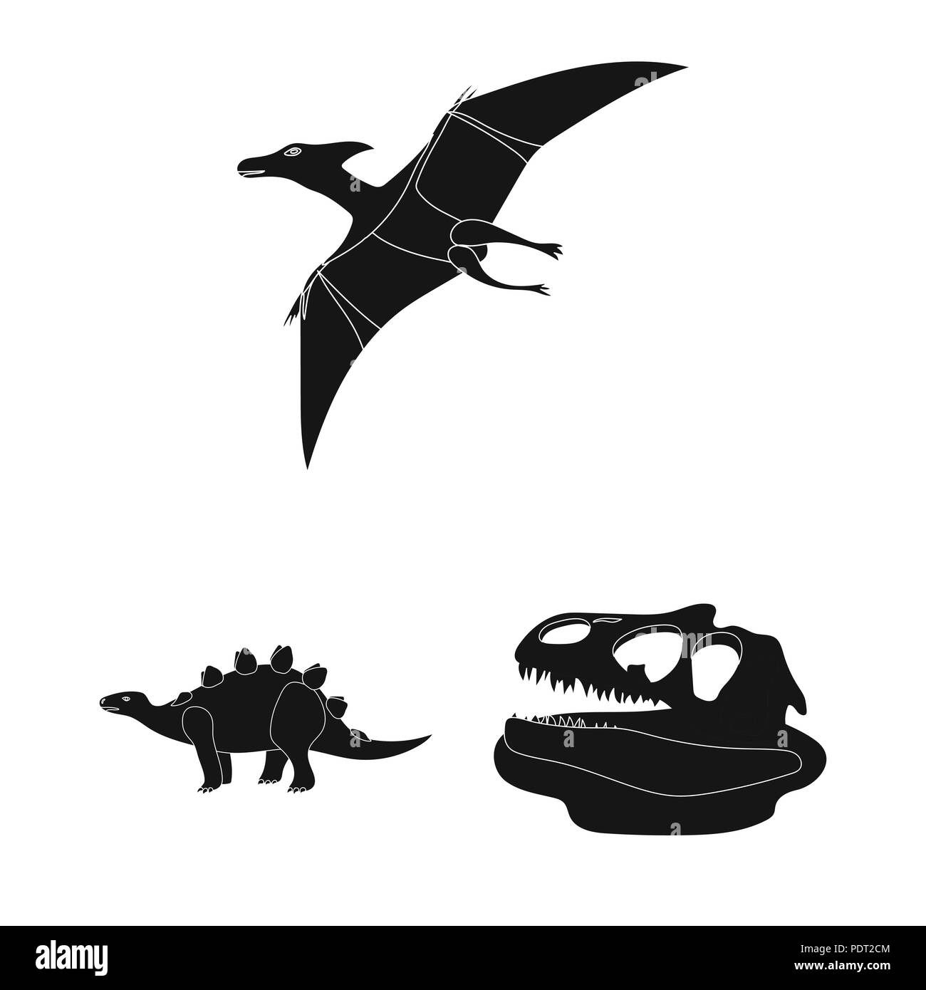 Dinosaures différents icônes noires dans set collection pour la conception. Animaux préhistoriques symbole vecteur illustration de stock. Illustration de Vecteur