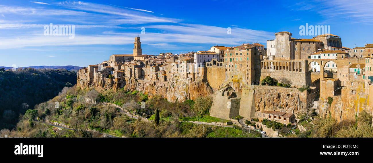 Pitigliano impressionnant village,vue panoramique,Toscane,Italie. Banque D'Images