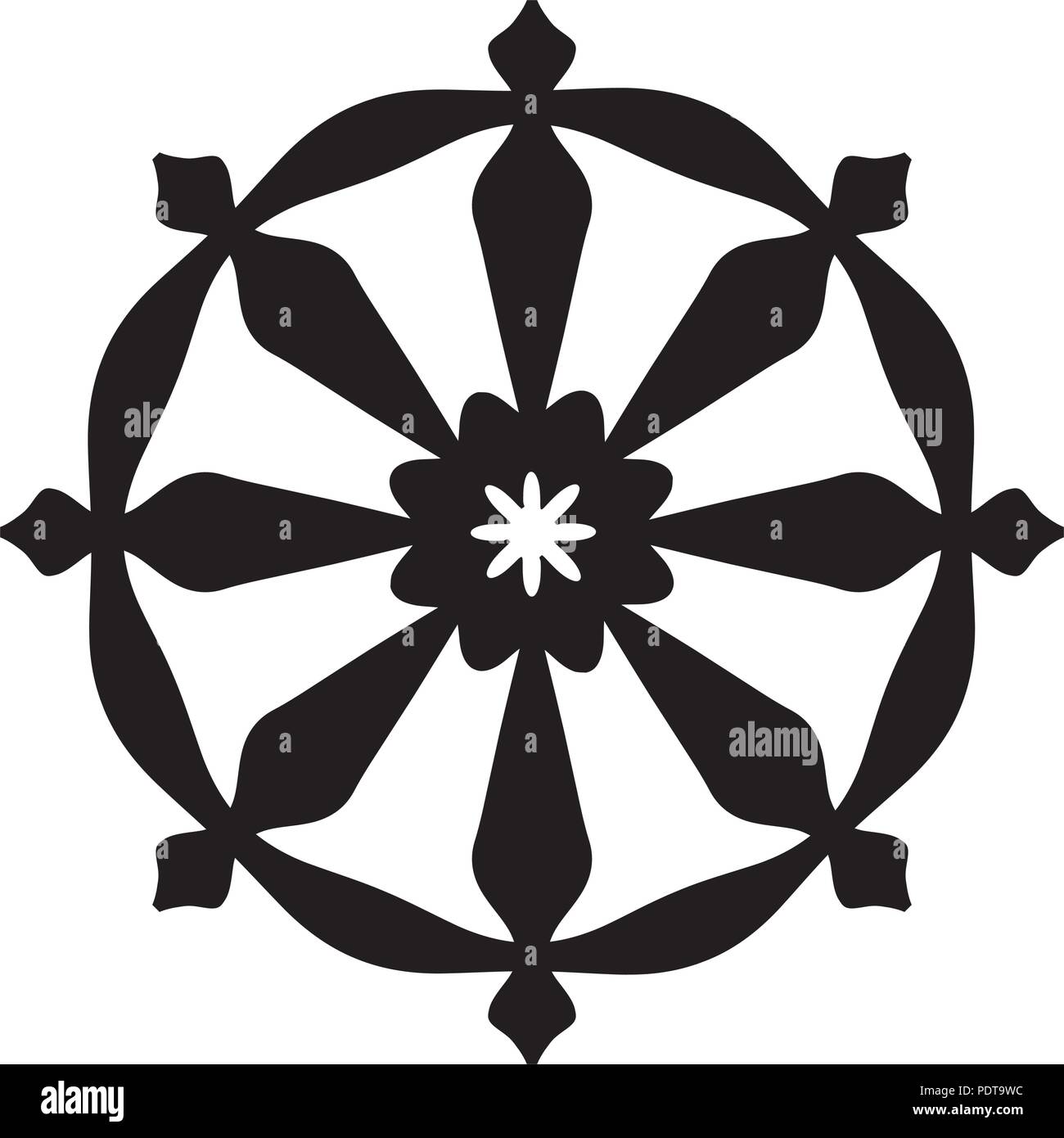 La roue du samsara - symbole religieux sacré oriental de la réincarnation : le cycle de la mort et de la renaissance de la vie dans le monde matériel est lié. Illustration de Vecteur
