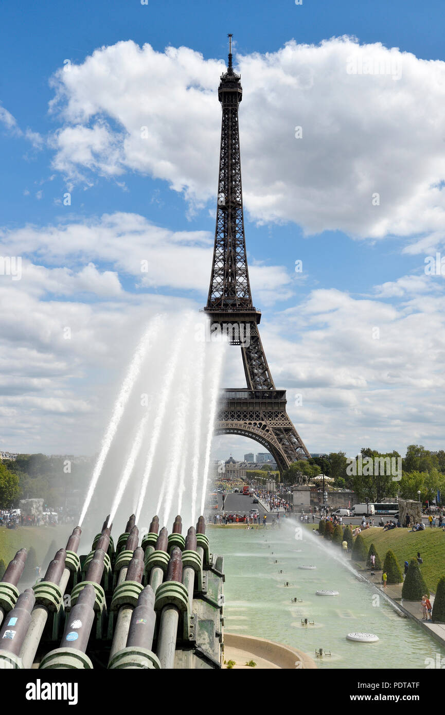 Vague de chaleur dans Paris - Trocadéro - Paris - France Banque D'Images