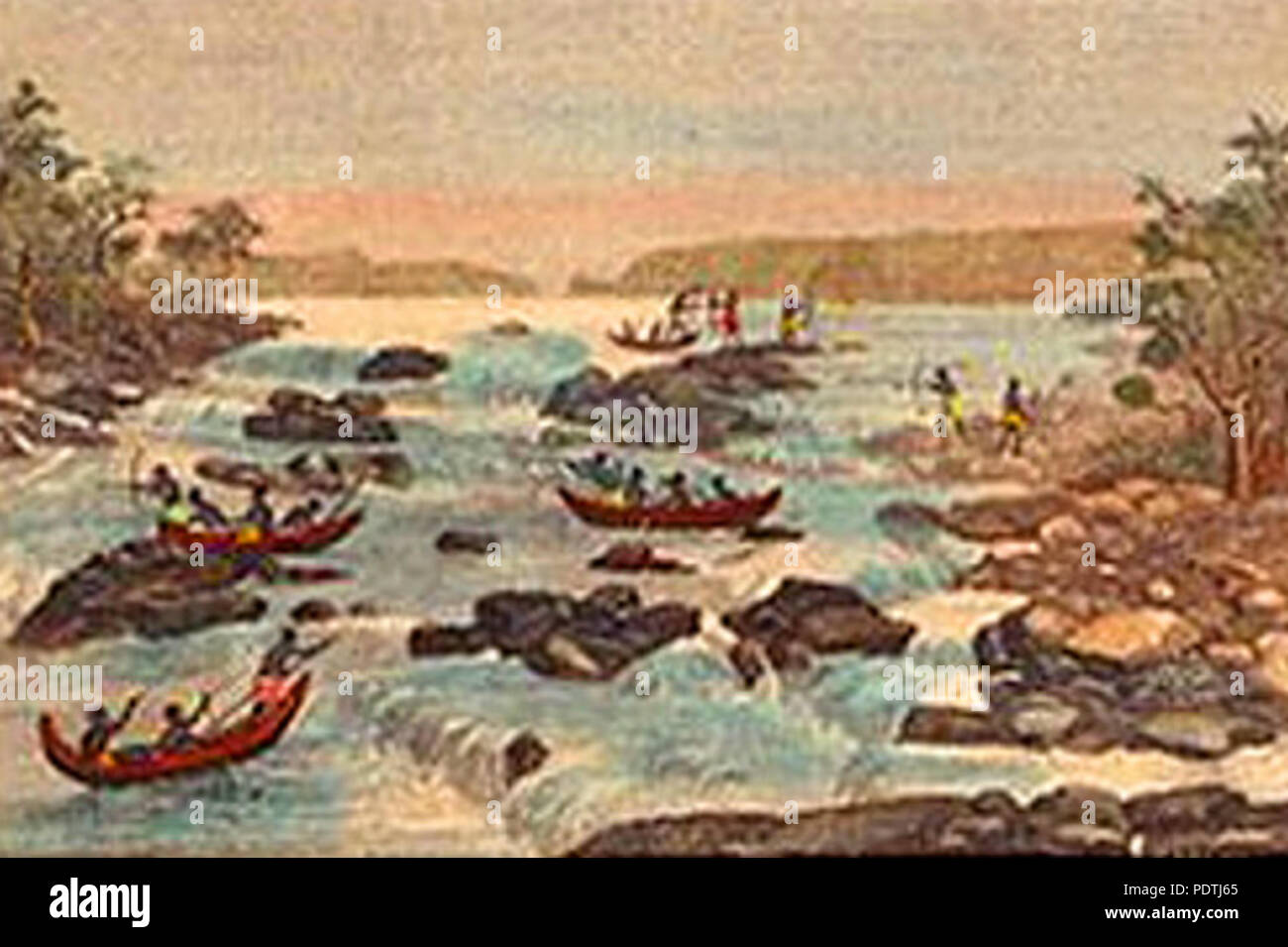 Busi-Nenge 260 Piroguiers sur le Maroni Banque D'Images