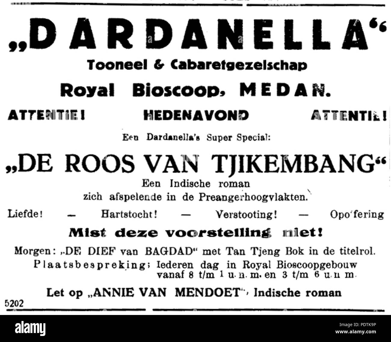 109 Publicité Dardanella Boenga Roos, Tjikembang dari Banque D'Images