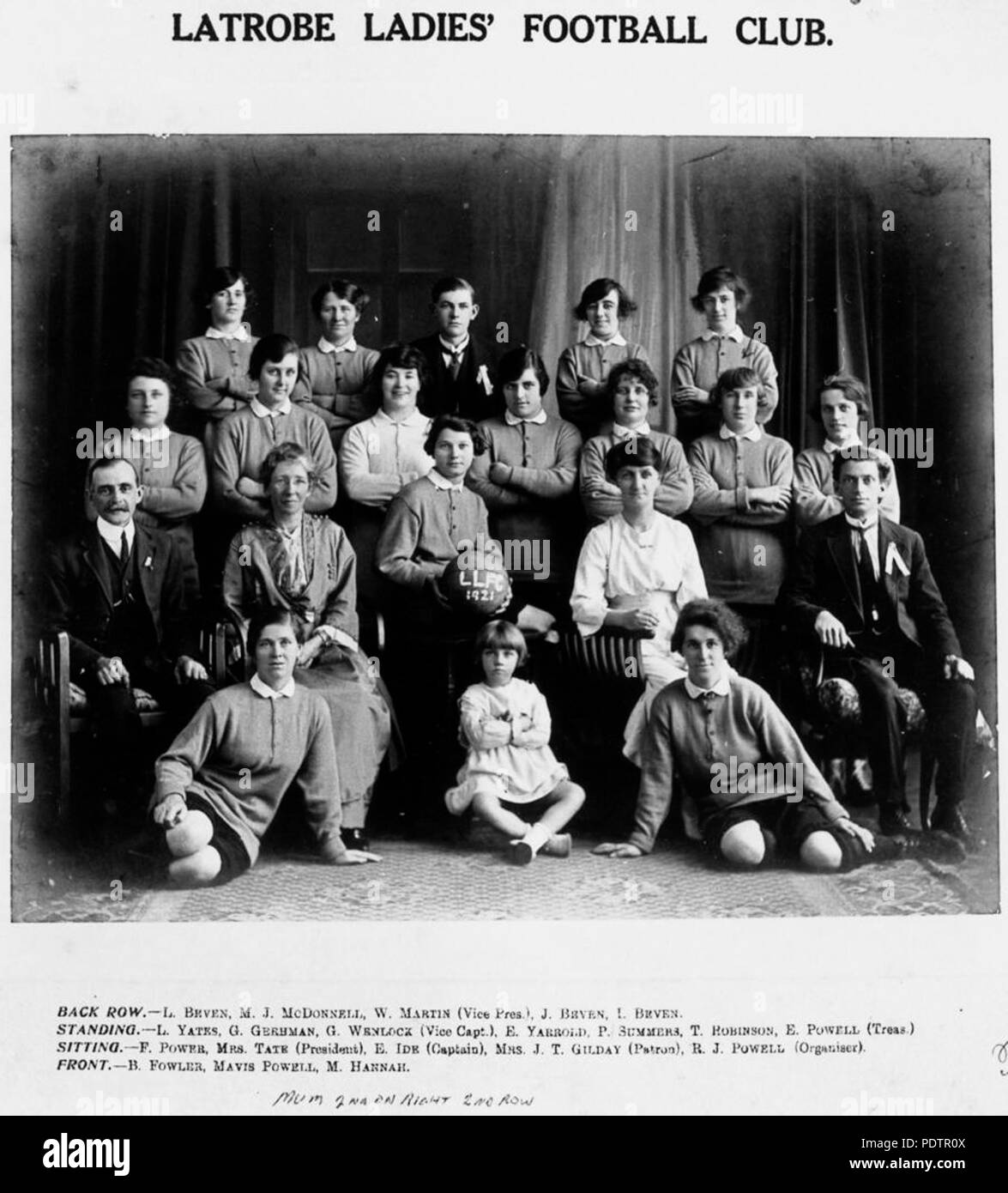 200 1 103228 StateLibQld Latrobe Ladies Football Club, 1921 Banque D'Images