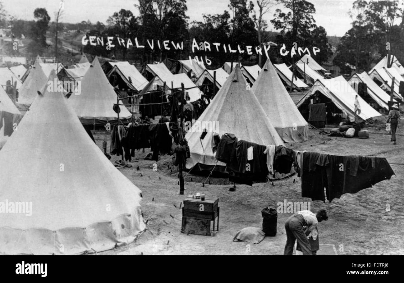 203 107300 StateLibQld 1 vue générale de l'artillerie camp à Chermside, 1916 Banque D'Images