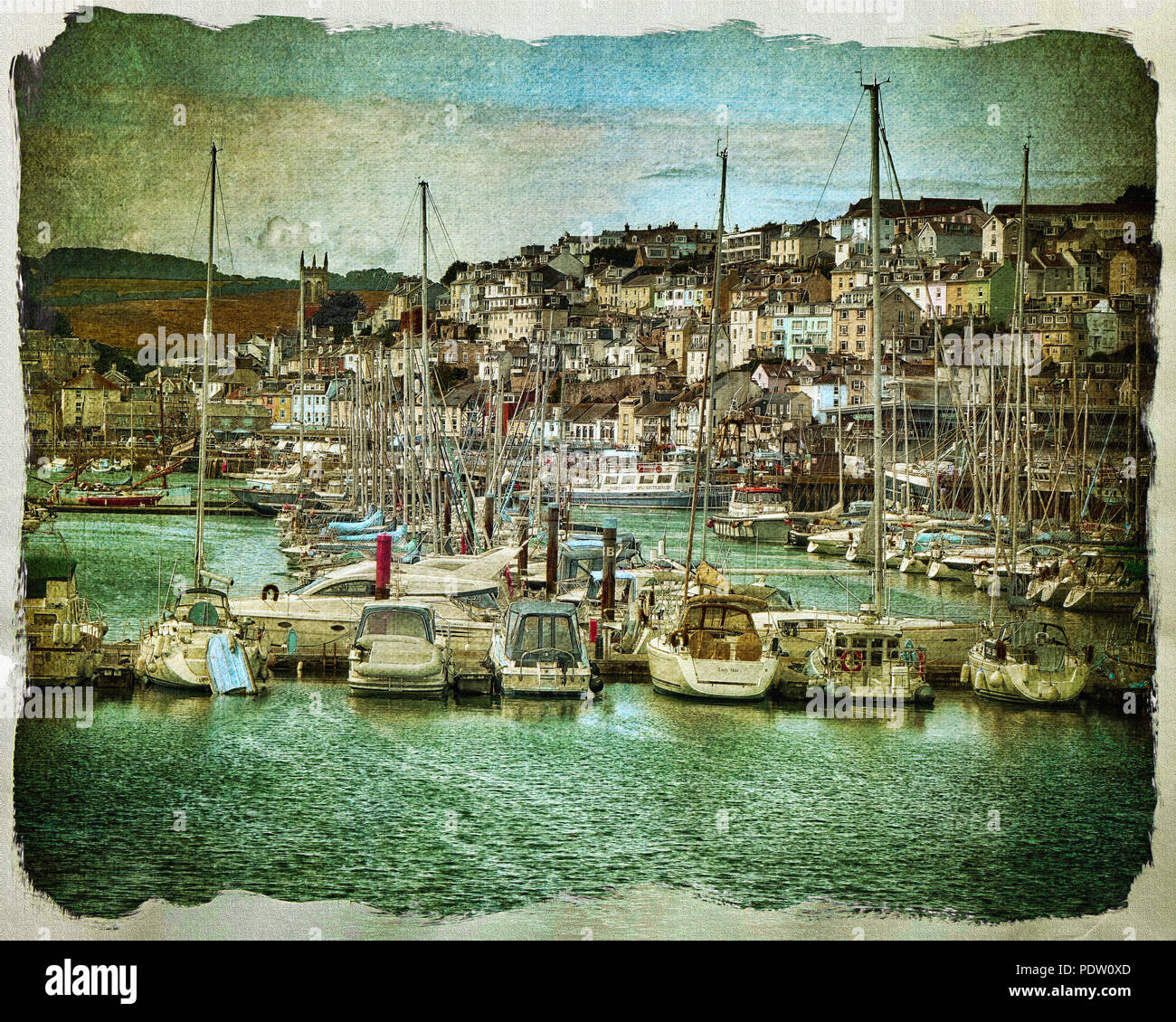 FINE ART : AD 2018 à Brixham Banque D'Images
