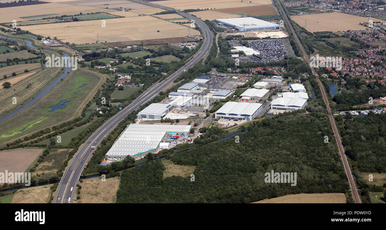 Vue aérienne de Capitol Park Industrial Estate, Thorne, South Yorkshire Banque D'Images