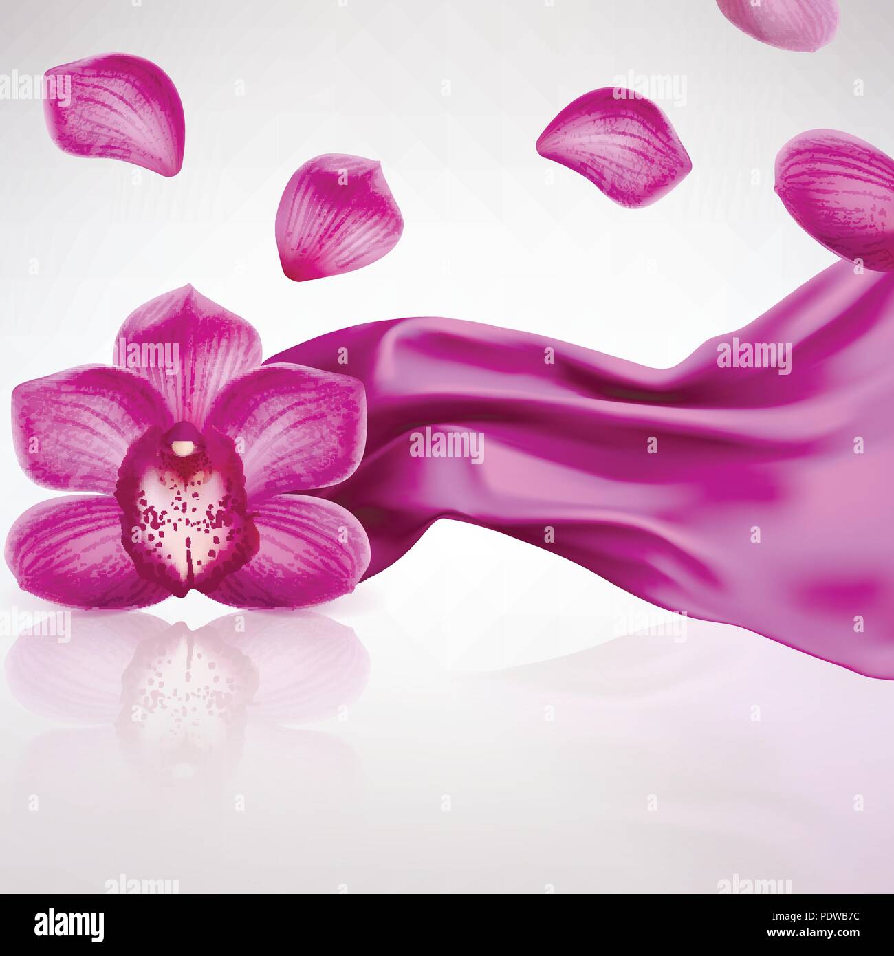 Orchidée pourpre fleur sur un arrière-plan les plis Illustration de Vecteur