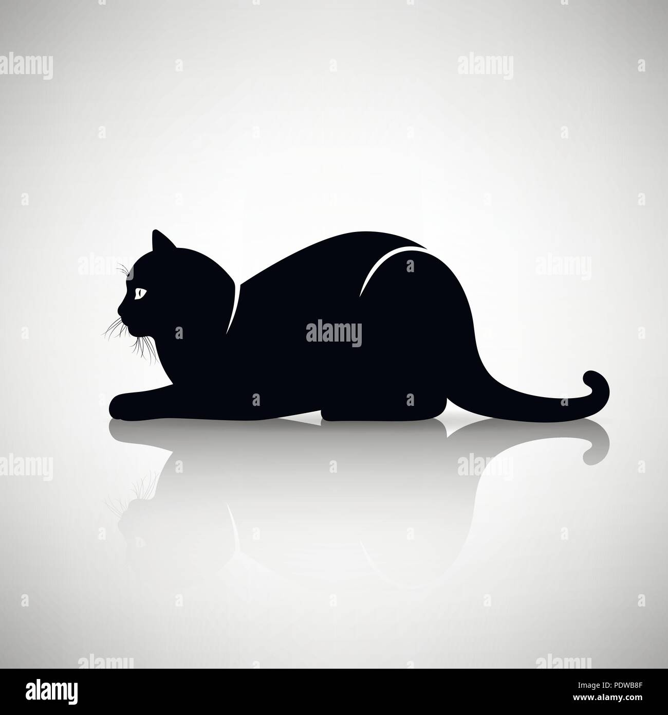 Silhouette d'un chat couché sur un fond clair Illustration de Vecteur