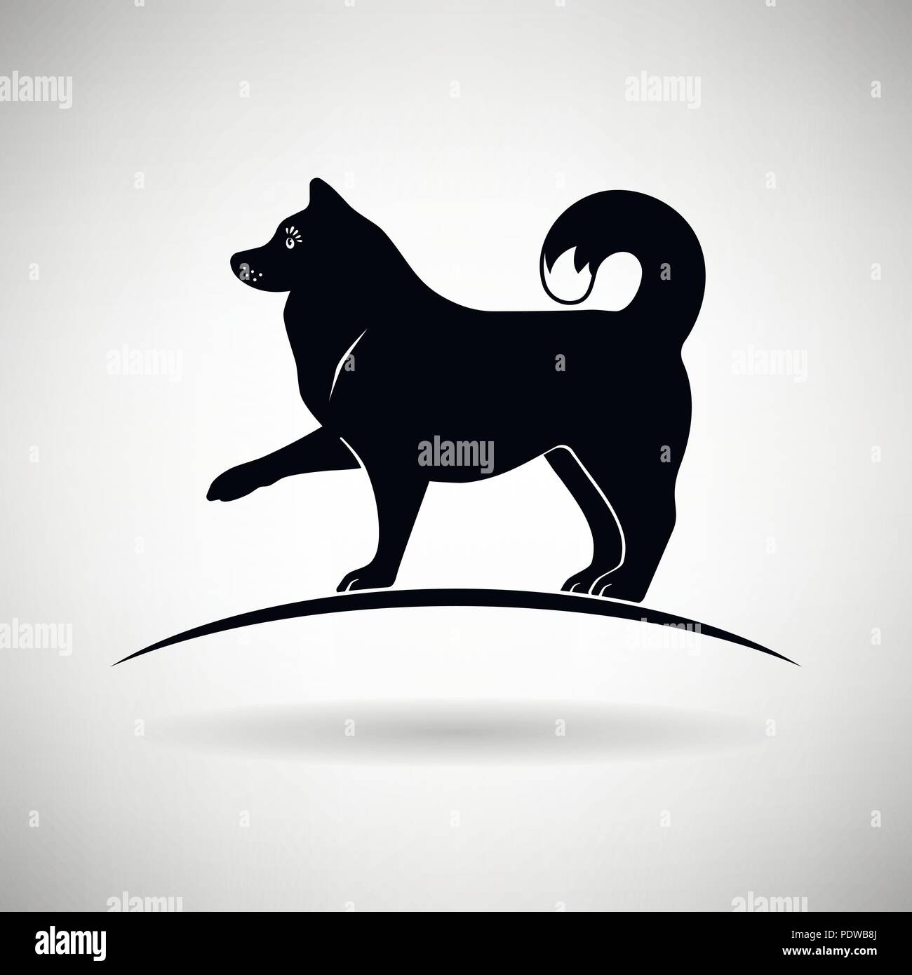 Silhouette d'un chien donnant une patte sur un fond clair Illustration de Vecteur