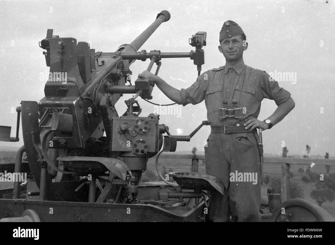 83 mm Bofors 36M 40 légvédelmi gépágyú-es. Fortepan 11517 Banque D'Images