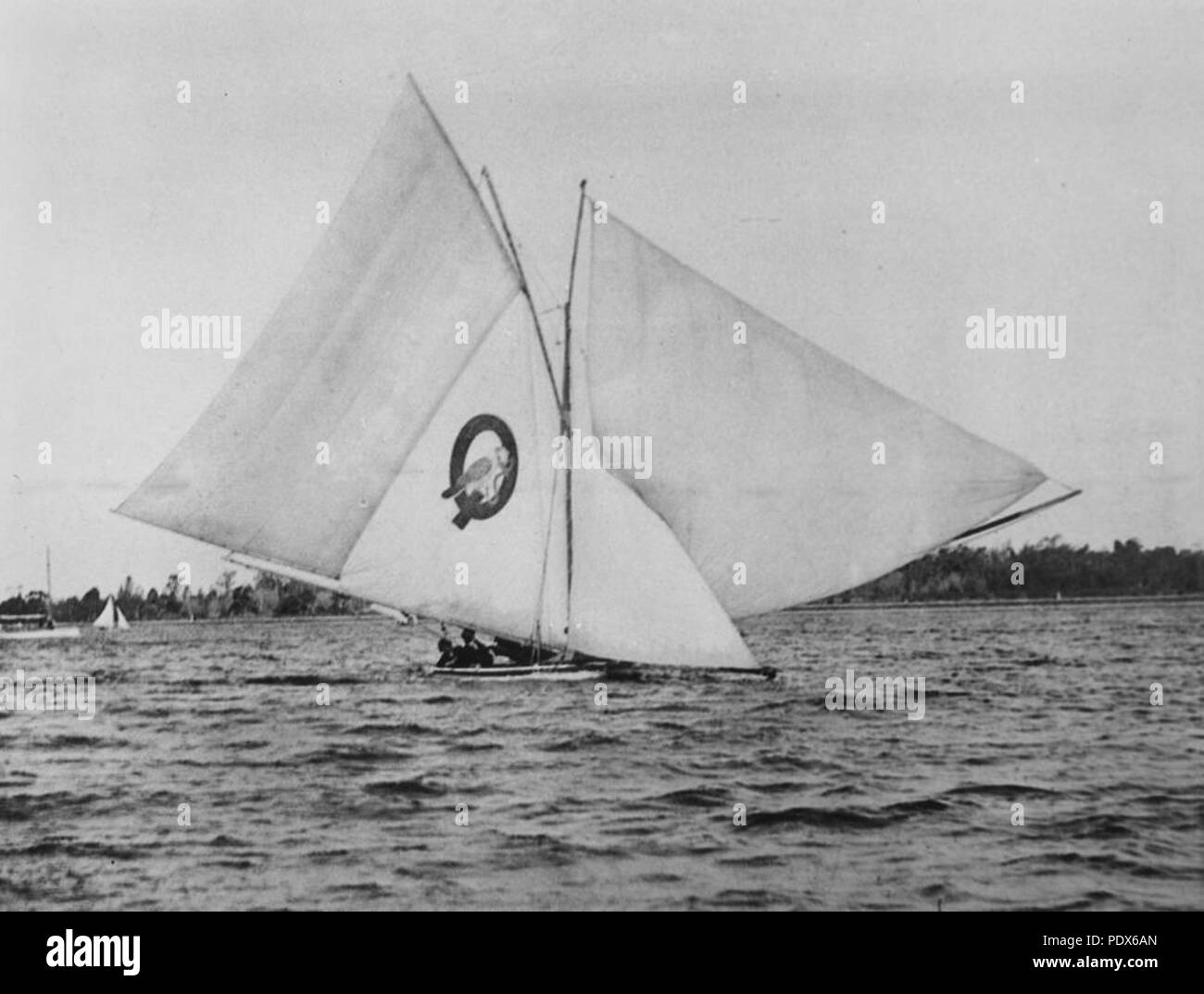 261 1 292279 StateLibQld la voile sur la rivière Brisbane Banque D'Images