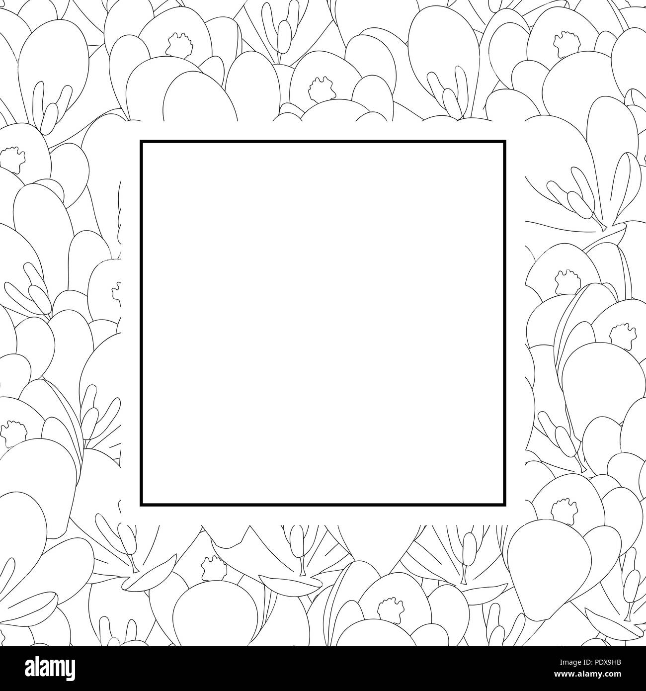 Fleur de Crocus blanc Bannière Contour Carte. Vector Illustration. Illustration de Vecteur