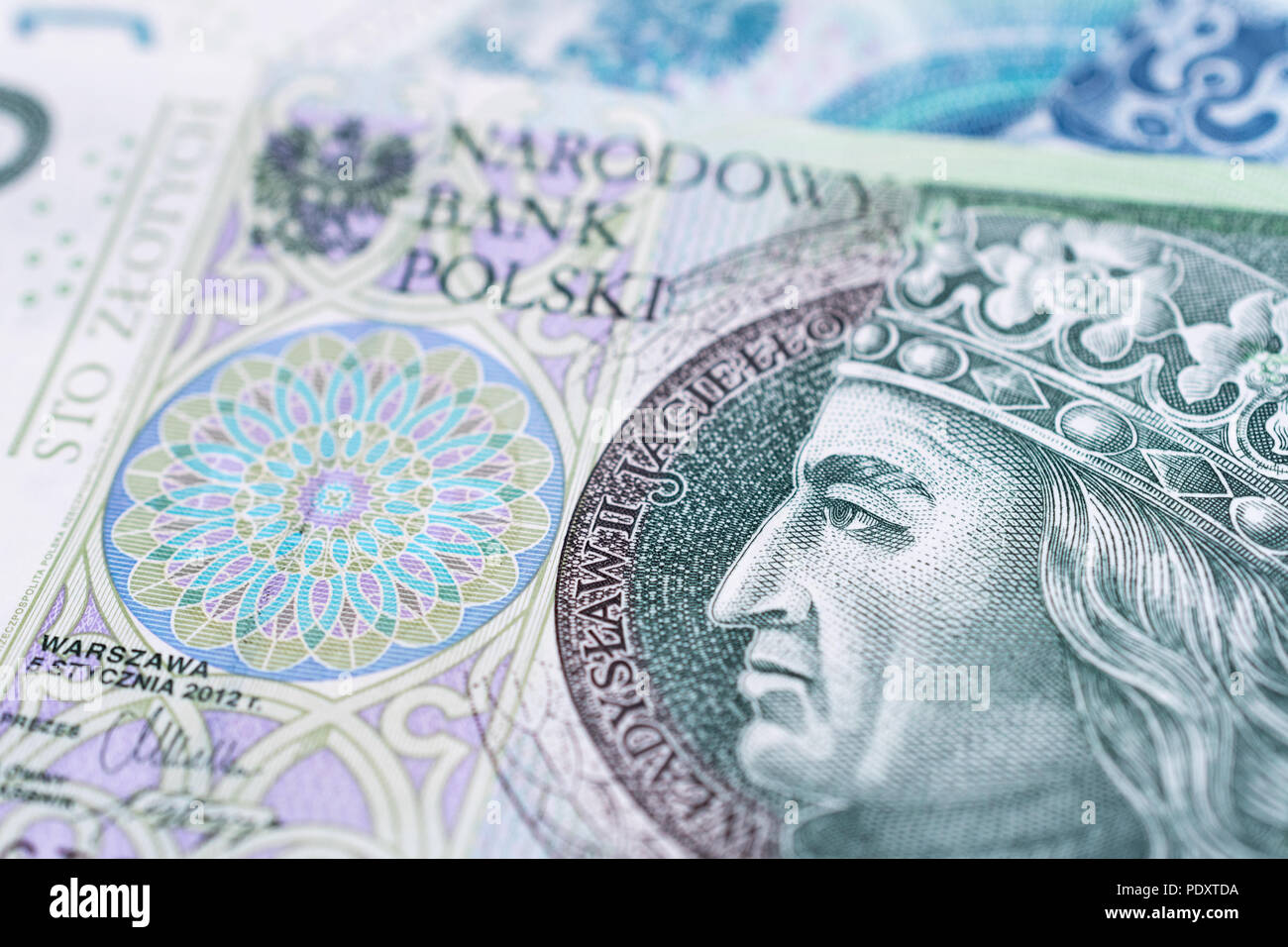 Close up sur un billet de 100 zloty polonais Banque D'Images