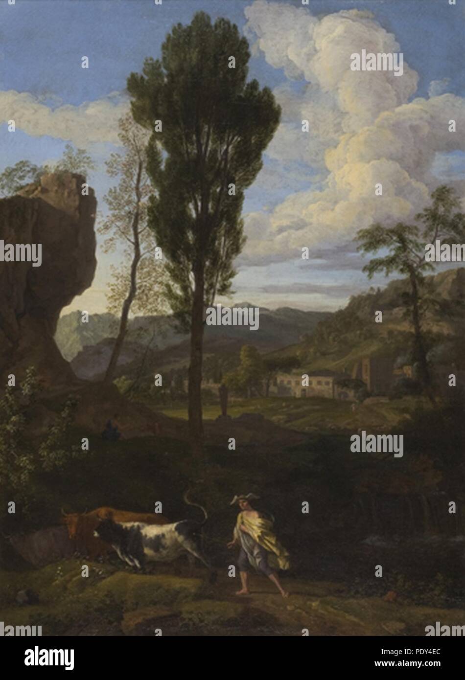 Paysage arcadien avec Mercure et Io par Johannes Glauber Stichting Historische Verzamelingen van het Huis Oranje-Nassau. Banque D'Images