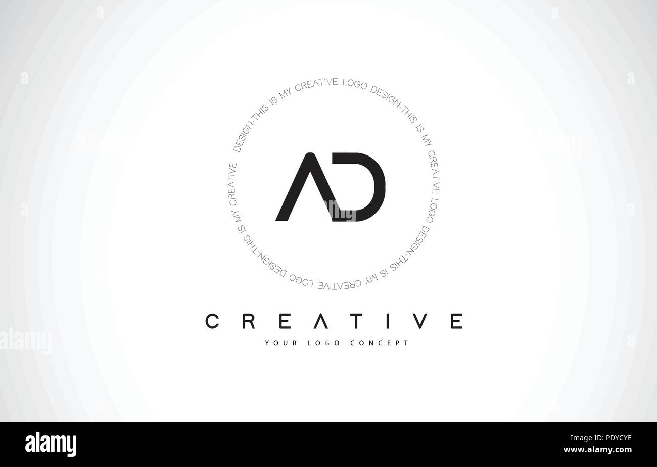 Annonce A D Logo Design noir et blanc avec texte Icône créative Lettre vecteur. Illustration de Vecteur