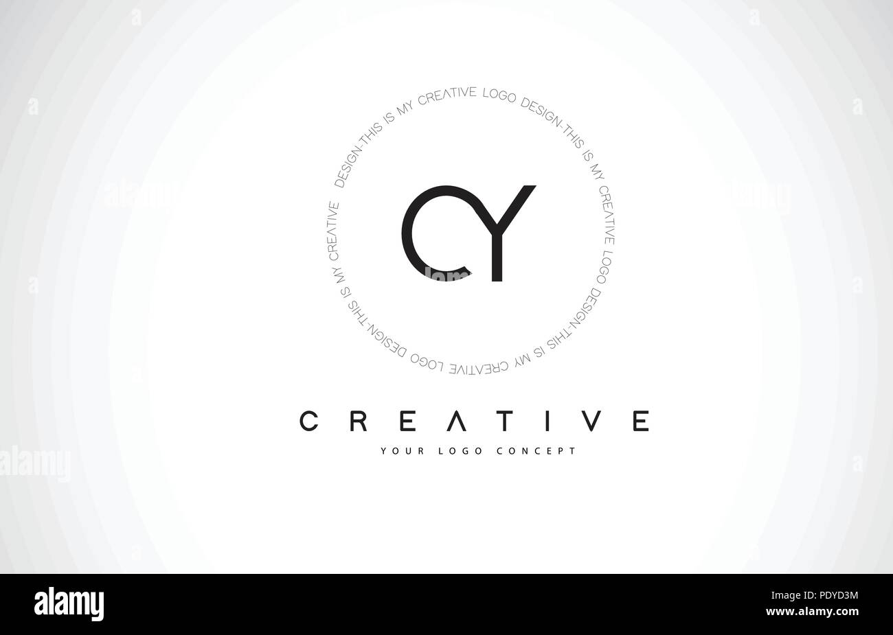 CY C Y Logo Design noir et blanc avec texte Icône créative Lettre vecteur. Illustration de Vecteur