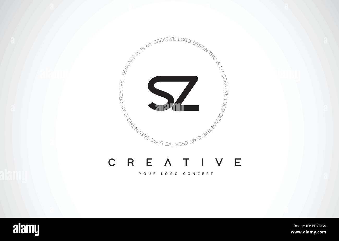 SZ S Z Logo Design noir et blanc avec texte Icône créative Lettre vecteur. Illustration de Vecteur