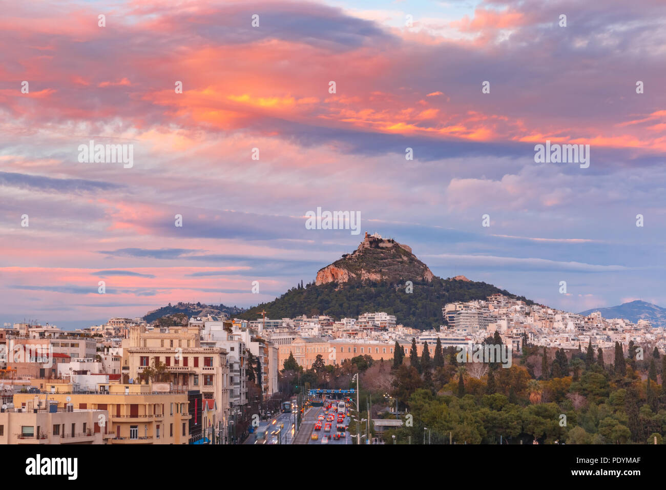 Le mont Lycabette à Athènes, Grèce Banque D'Images