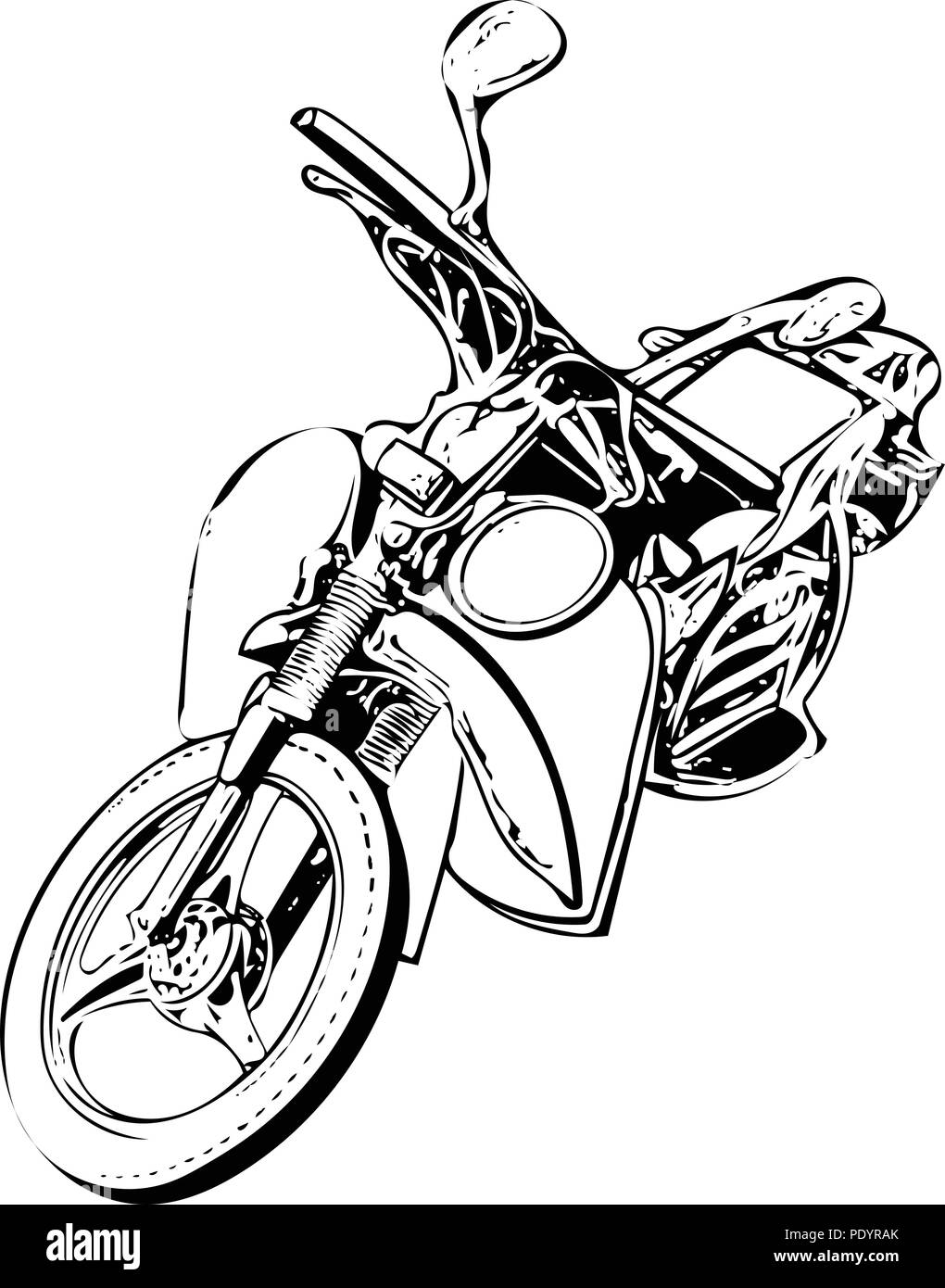 Graphique vectoriel monochrome au repos de vieux scooter avec aucun coureur. Illustration de Vecteur