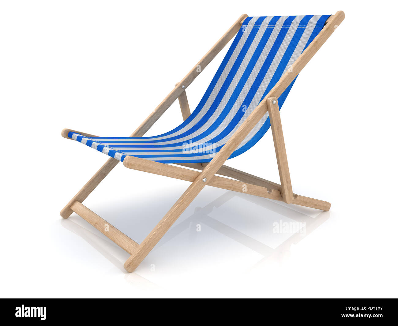 Chaise de plage bleu , c'est un rendu 3d'image de synthèse. Isolé sur blanc. Banque D'Images