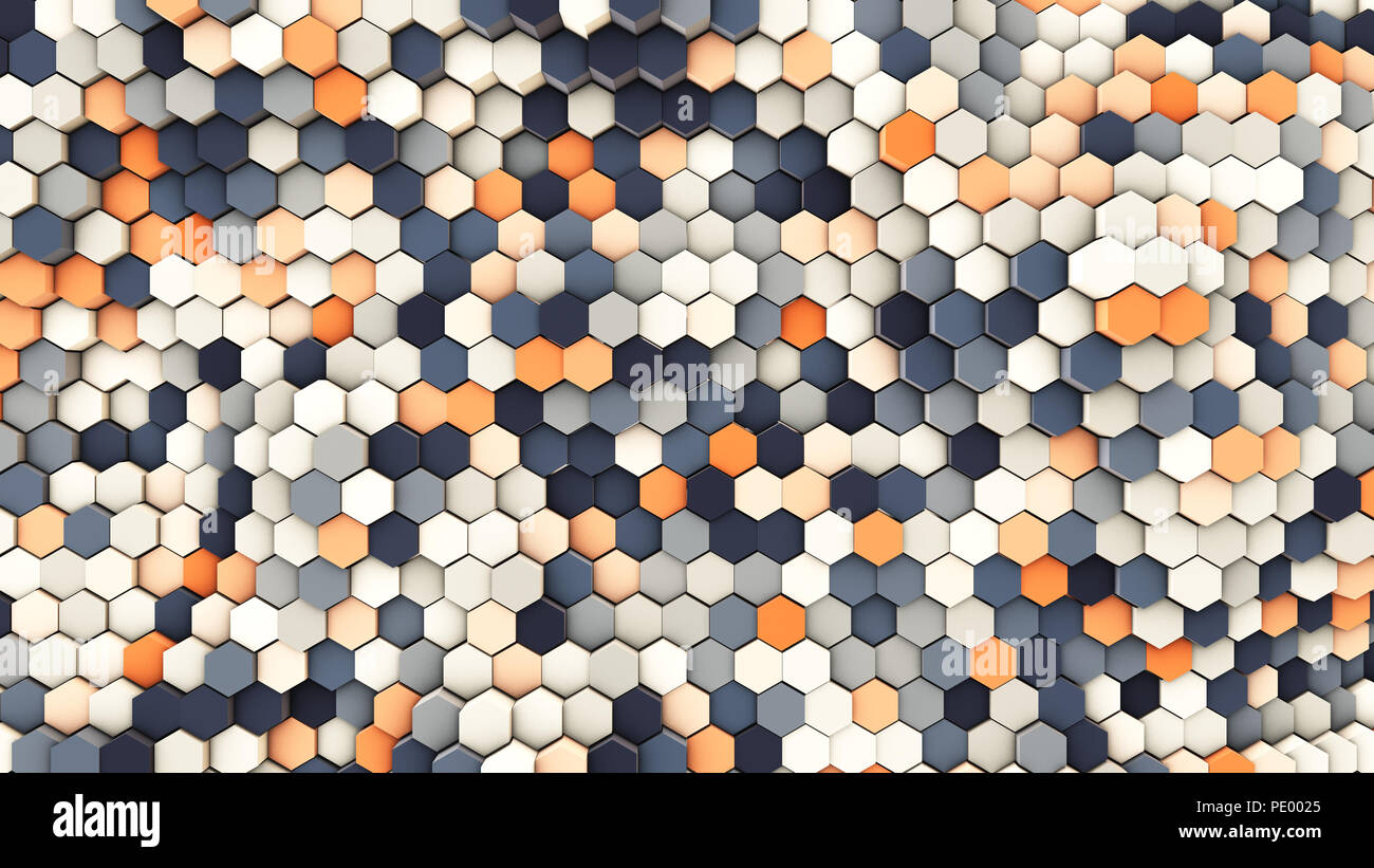 3d illustration, arrière-plan dynamique de tuyaux hexagonale Banque D'Images