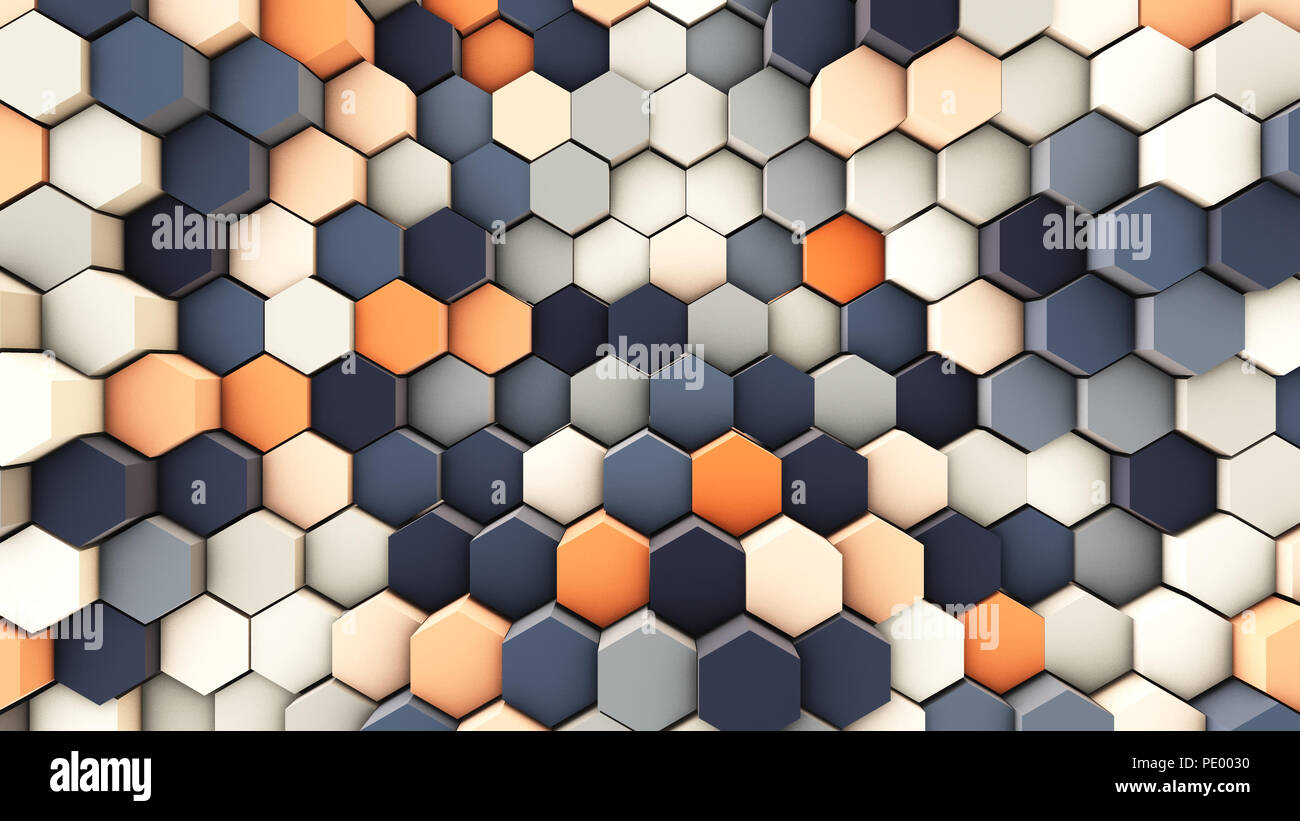 3d illustration, arrière-plan dynamique de tuyaux hexagonale Banque D'Images