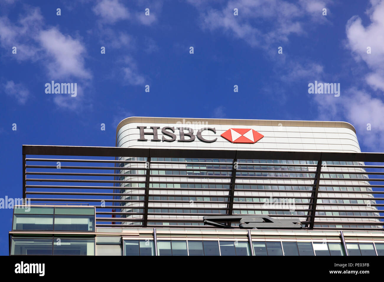Close up de HSBC building à 8 Place Canaries, Canary Wharf, Londres, Angleterre Banque D'Images