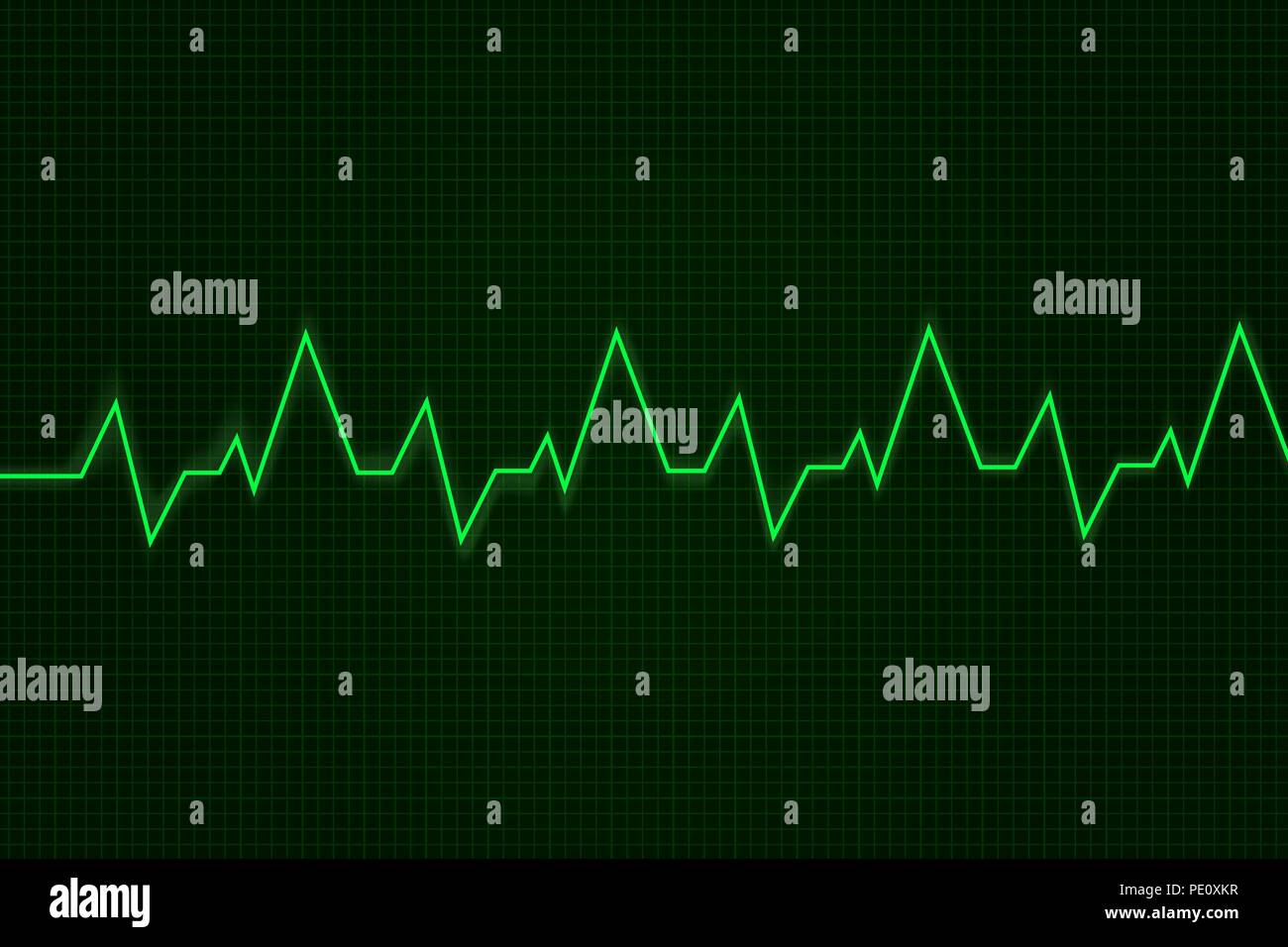 Heartbeat. Cardiogramme graphique. Ligne verte sur l'affichage Illustration de Vecteur