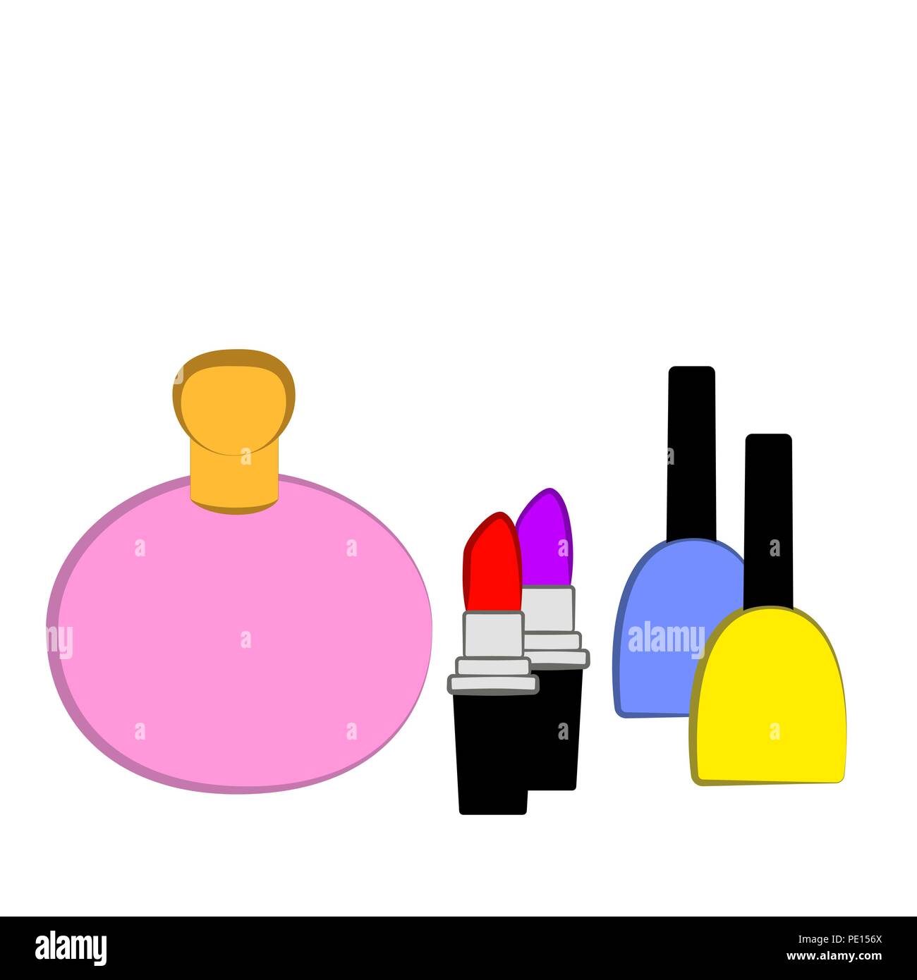 Flacon De Parfum De Rouge à Lèvres Rouge Et Violet Et Jaune