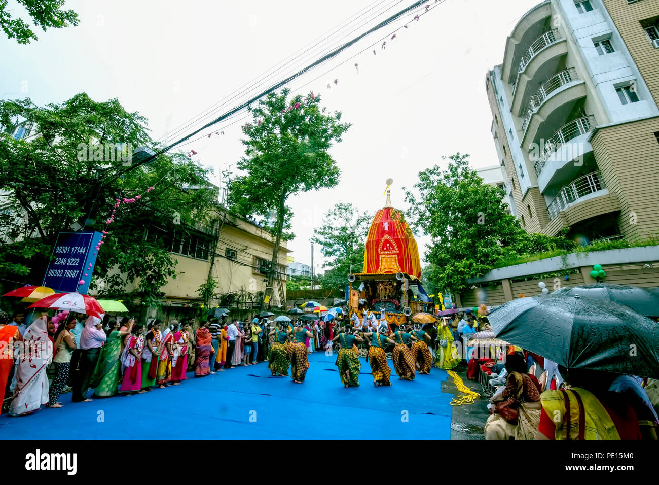 Ratha yatra, Voiture, festival, Lord Moira,Aline,Rue Kolkata,Odishi vivre,danse,partir,traitement,l'Inde. Banque D'Images