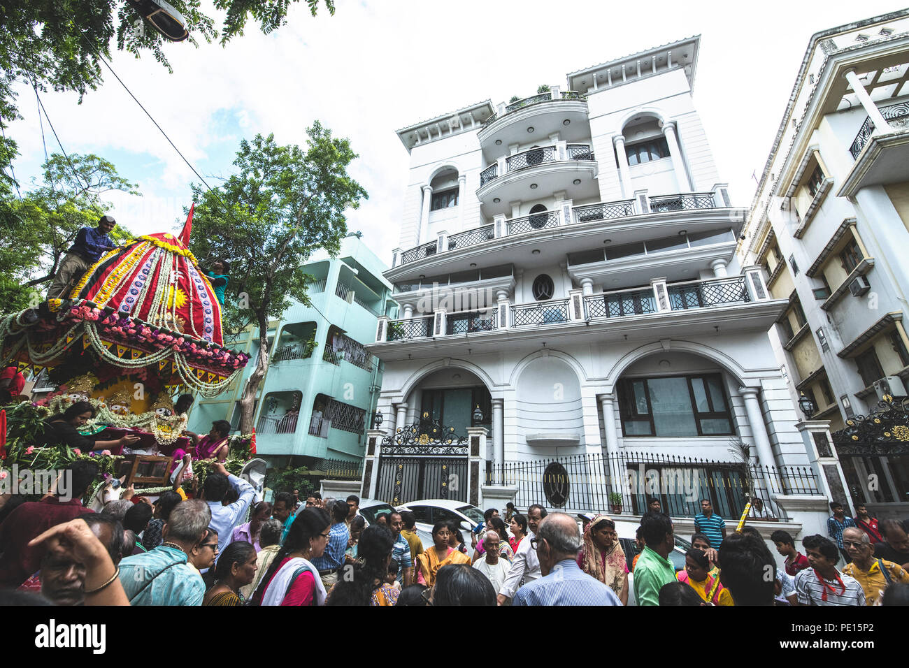 Kolkata,Salt lake,famille,localité chic Rathayatra,Inde,Cérémonie du Festival. Banque D'Images