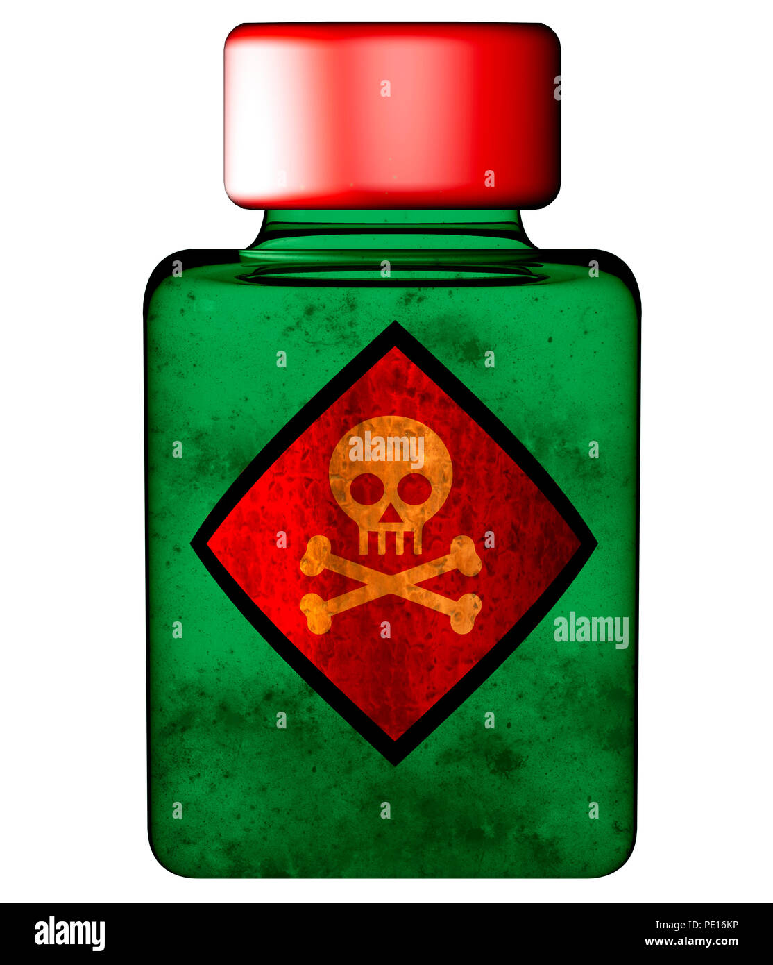La fiole de poison, récipient avec liquide toxique. Solution hautement dangereux, risque de décès. Le rendu 3D Banque D'Images