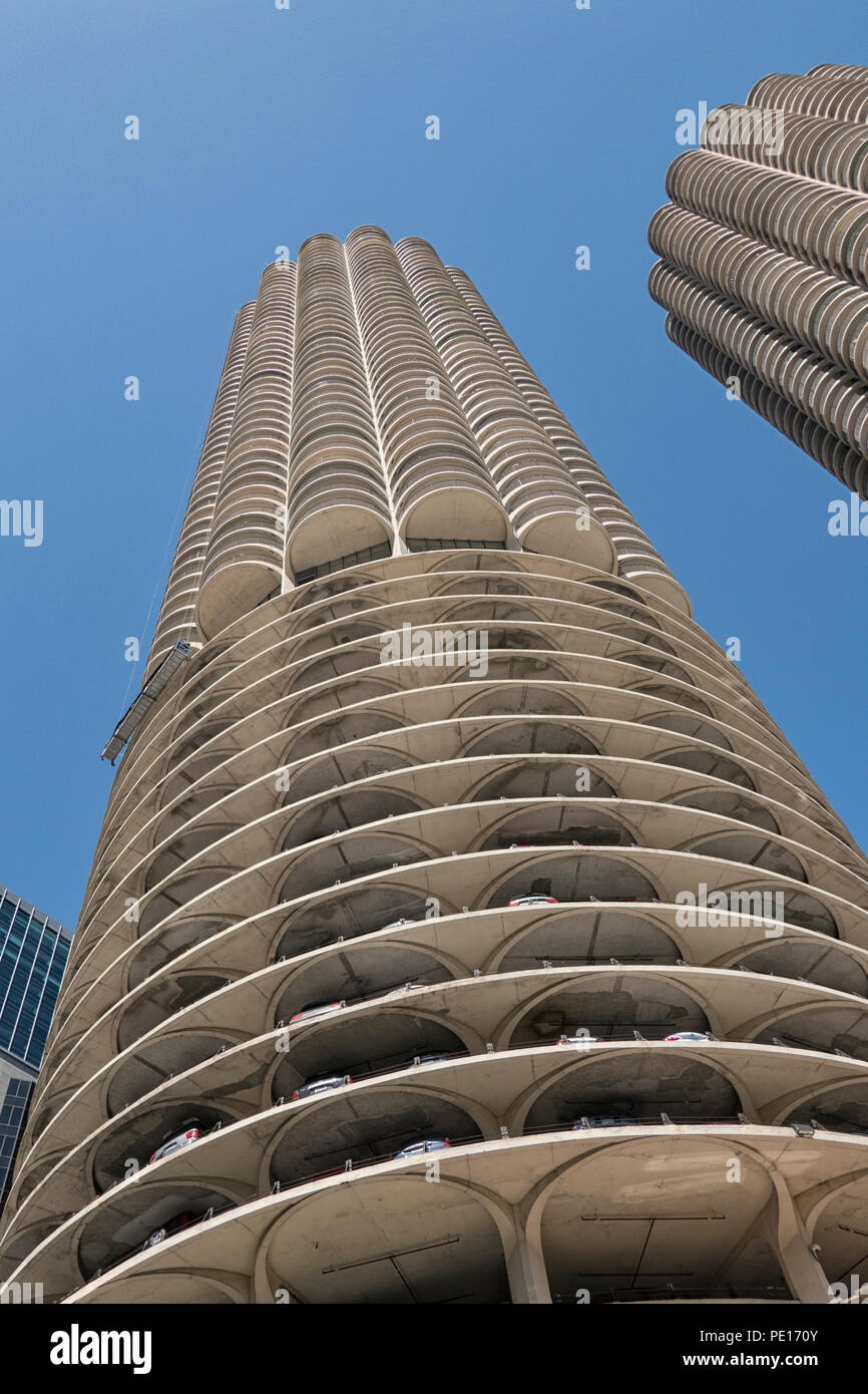 Marina City, Chicago, l'Illinois a appartements et parkings Banque D'Images