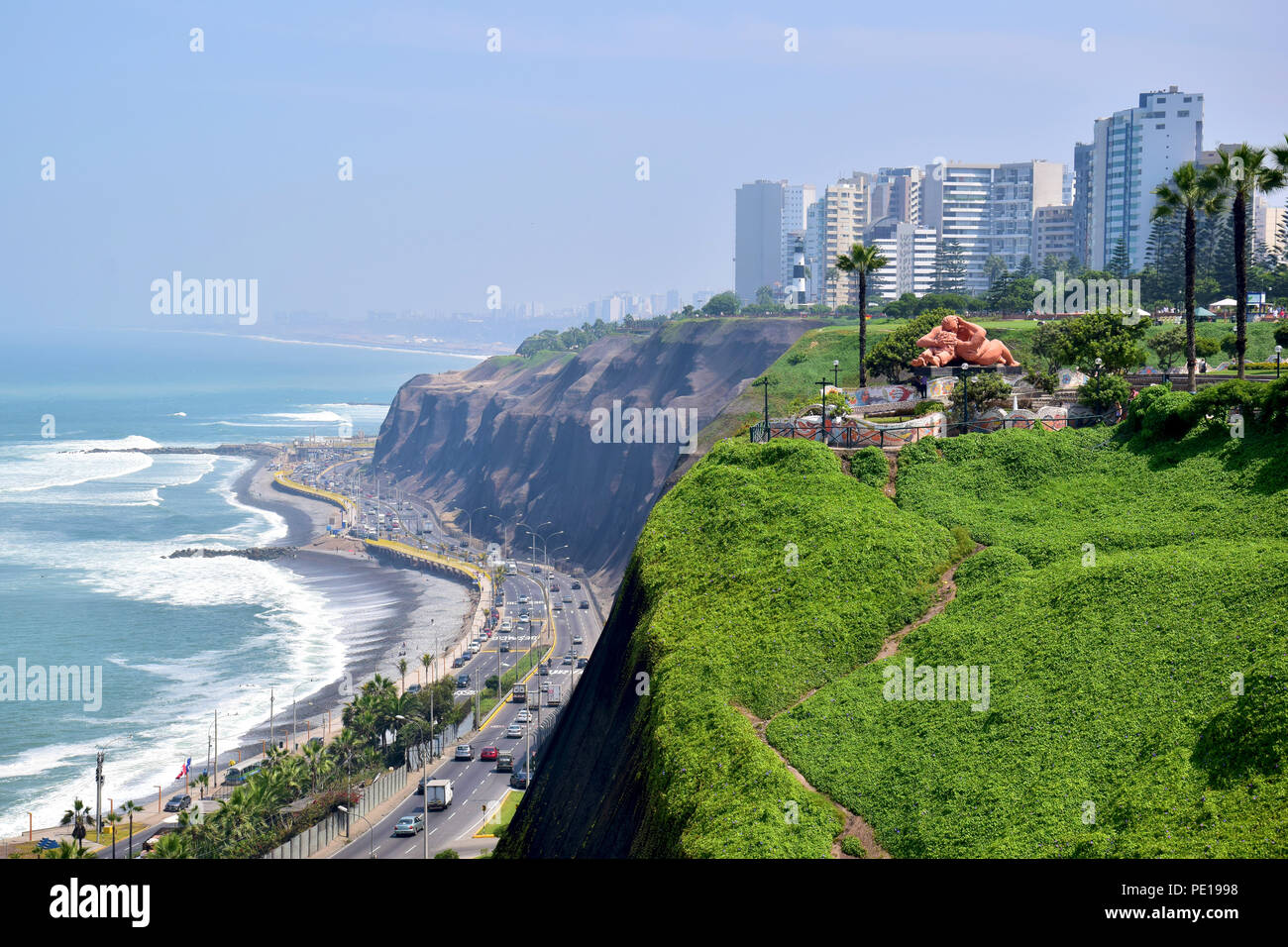 Littoral dans Miraflores district dans le sud de Lima, Pérou Banque D'Images