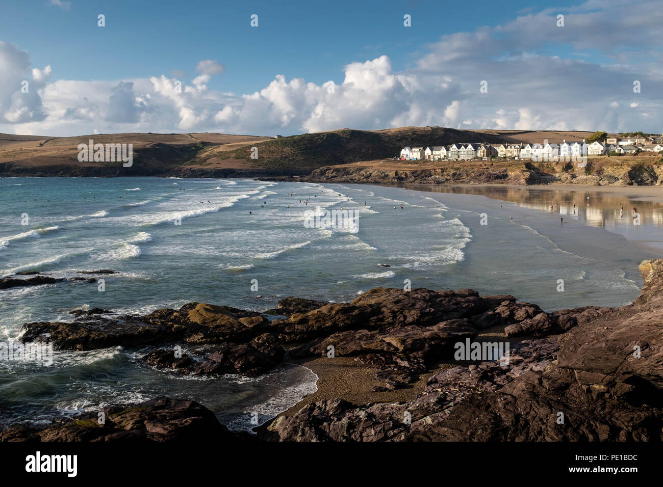 Plage de Polzeath, Cornwall, UK Banque D'Images